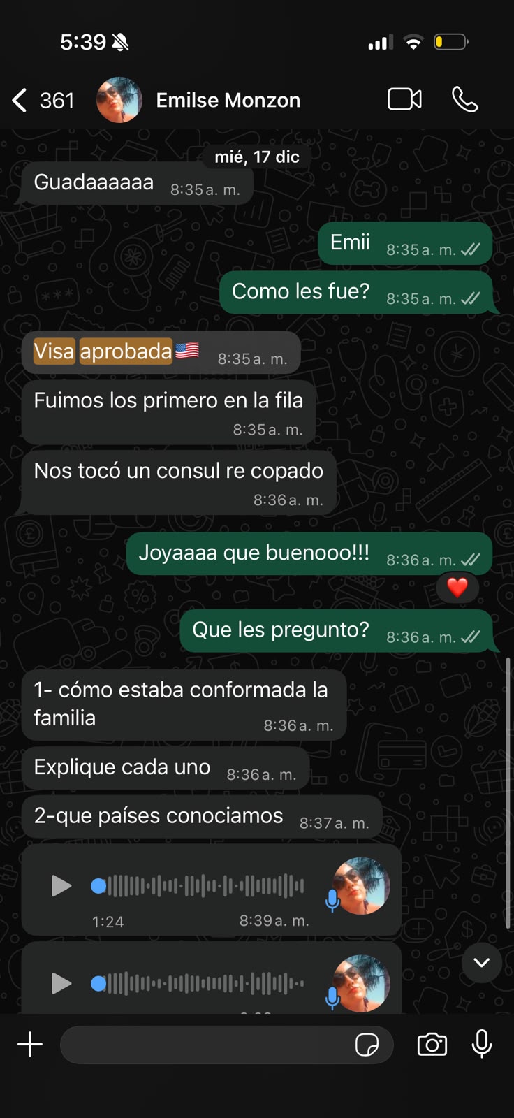 Cliente: Visa aprobada, fuimos los primeros en la fila